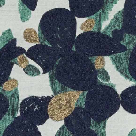 Fabric - Highland Court, Sombra HU15891, Brocade Floral, Blue/Turquoise/Gold - Picture 1 of 3